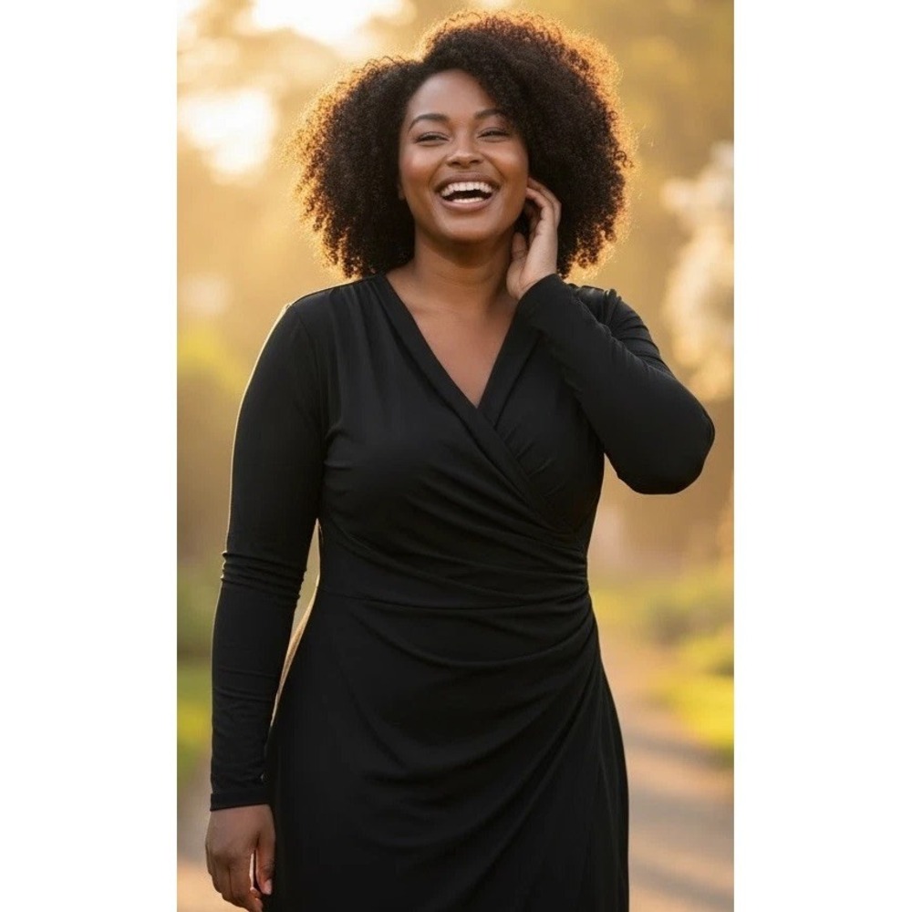 Ralph Lauren Faux Wrap Black Dress 14